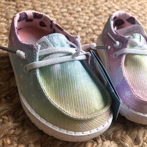 Hey Dude Kids Pastel Tie-Dye Slip-On Sneakers in Mint, Lavender, Pink